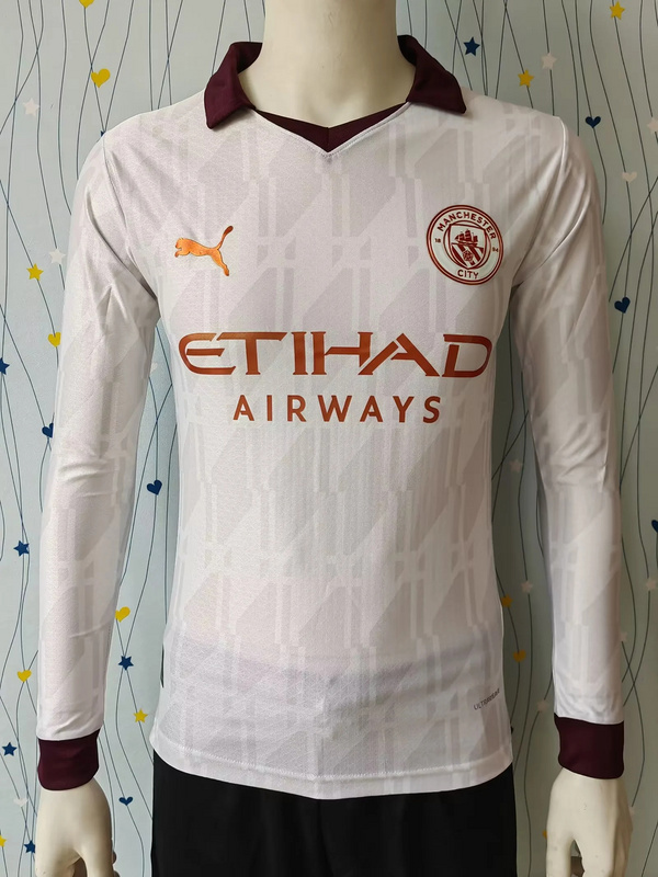 AAA Quality Manchester City 23/24 Away White Long Jersey(Player)